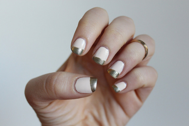 Nude & Gold Nails