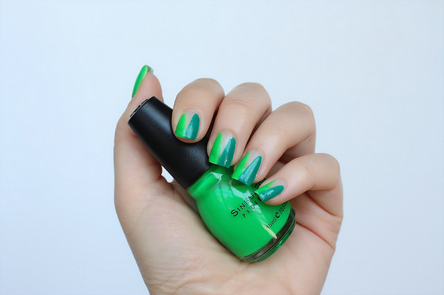 Green Negative Space Nails