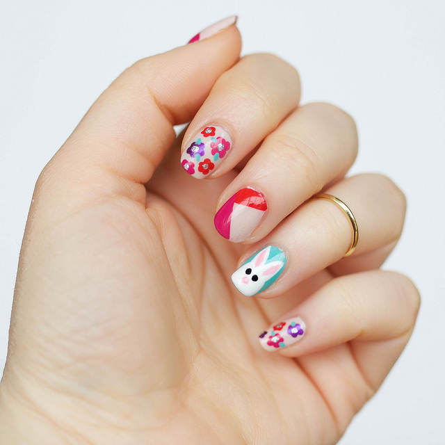 Easter Bunny & Flower Manicure