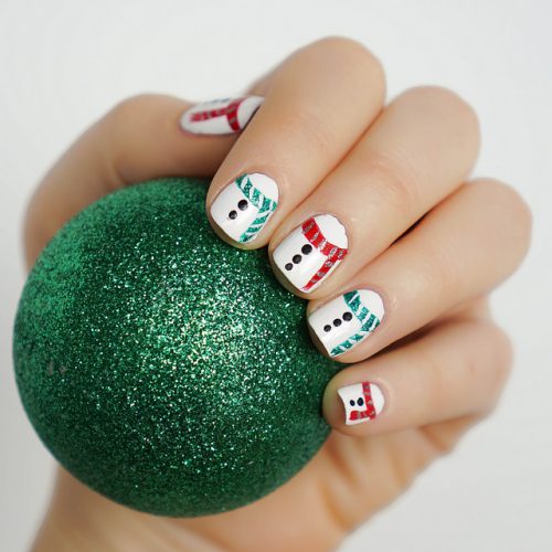 Holiday Snowman Scarf Nail Art - Living After Midnite
