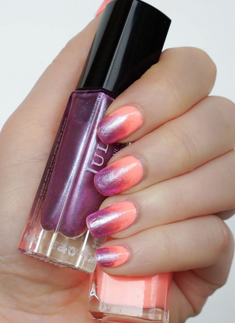 Creamsicle Orange and Iridescent Purple Gradient Manicure