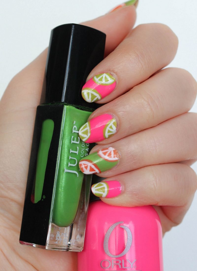Summery Colorful Neon Fruit Nail Art