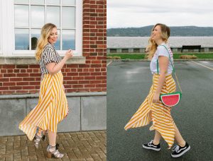 How to Dress Up and Dress Down a Midi Skirt