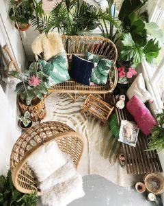 The Best Decorated Small Outdoor Balconies on Pinterest | Boho Apartment Patio Inspiration | Wicker Outdoor Furniture | Balcony Plants | Small Patio Decor Ideas