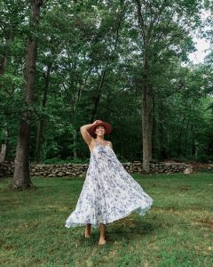 White Blue Floral Maxi Dress | Easy Summer Boho Feminine Fashion | A Look Back at 10 Years of Blogging Living After Midnite Blogger Jackie Giardina
