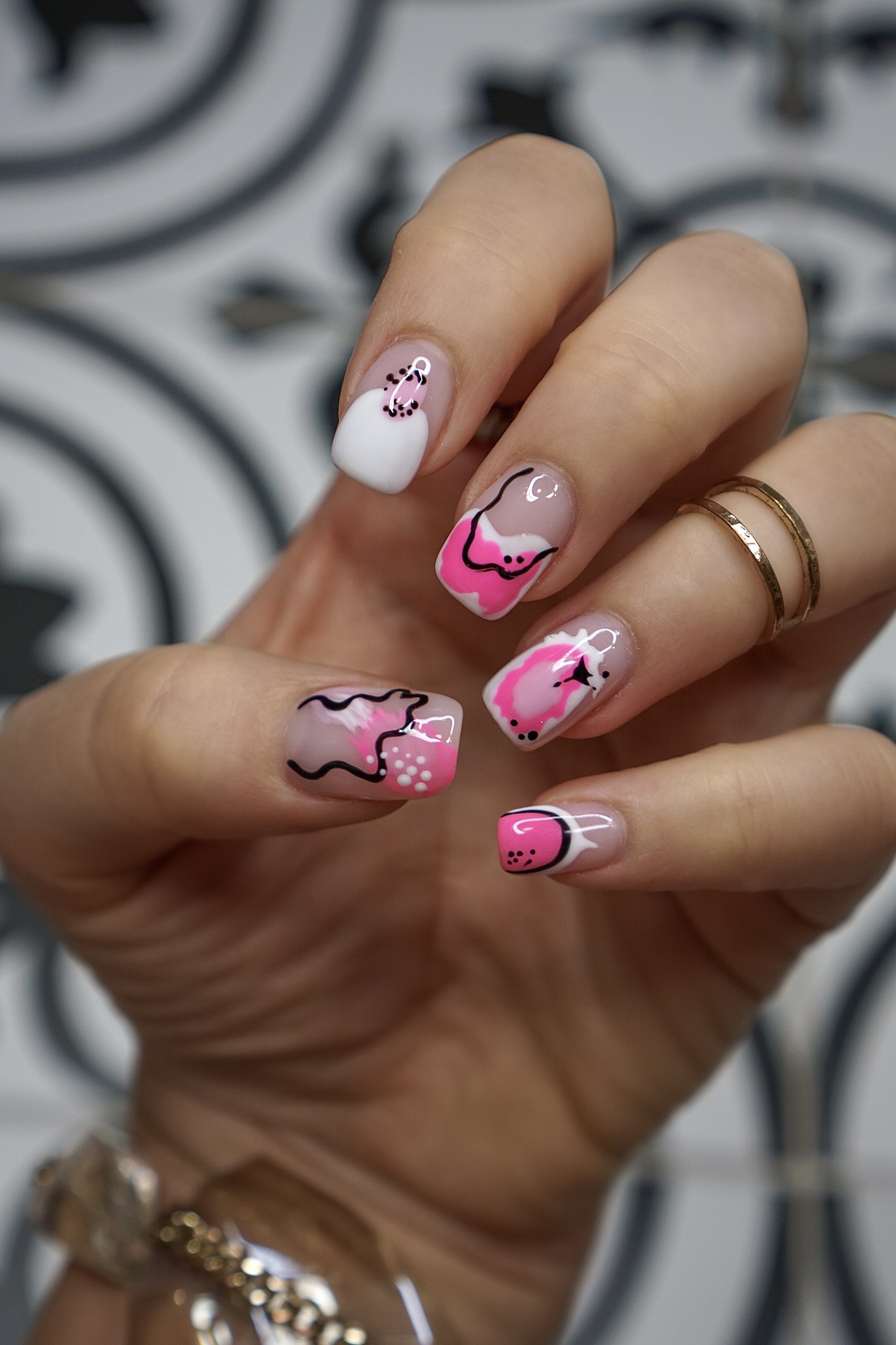 Manicure of the Month: Pink Abstract Nail Art - living after midnite