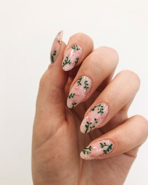 Delicate Holly Nail Design