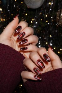 Red Plaid Christmas Nails