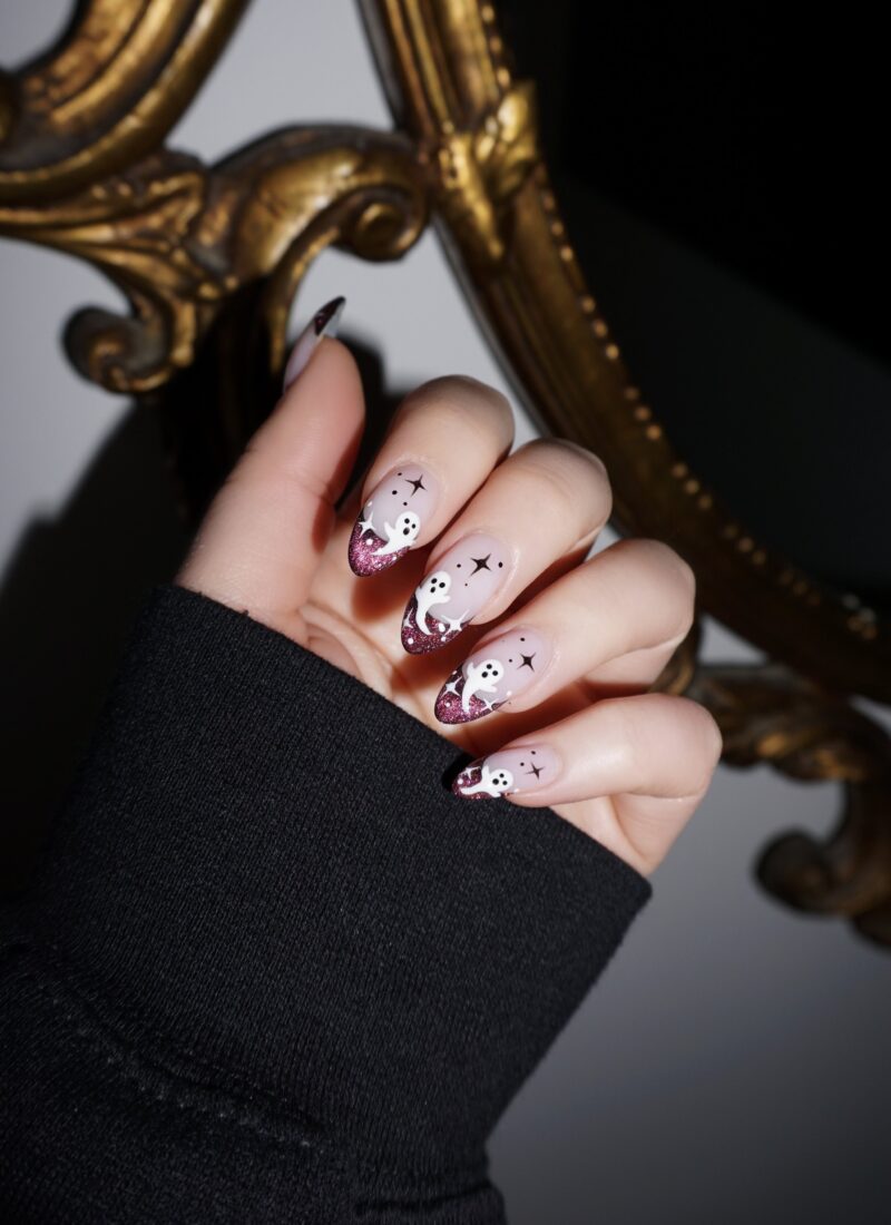 Manicure of the Month: Halloween Glitter Ghost Nails