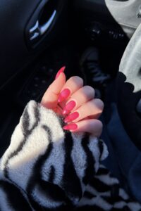 Hot Pink French Valentines Nails